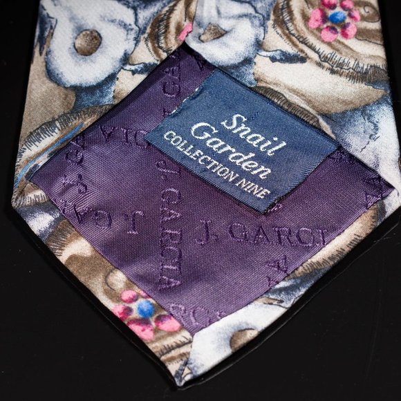 Vintage J. Garcia "Snail Garden" Collection 9 Designer 100$ Silk Tie XL - Picture 4 of 5